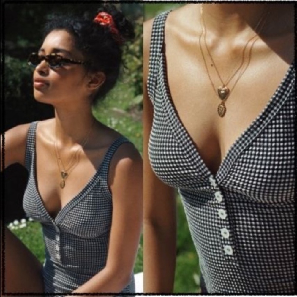 EUC ROUJE Alicia one piece bathing suit in black and white gingham